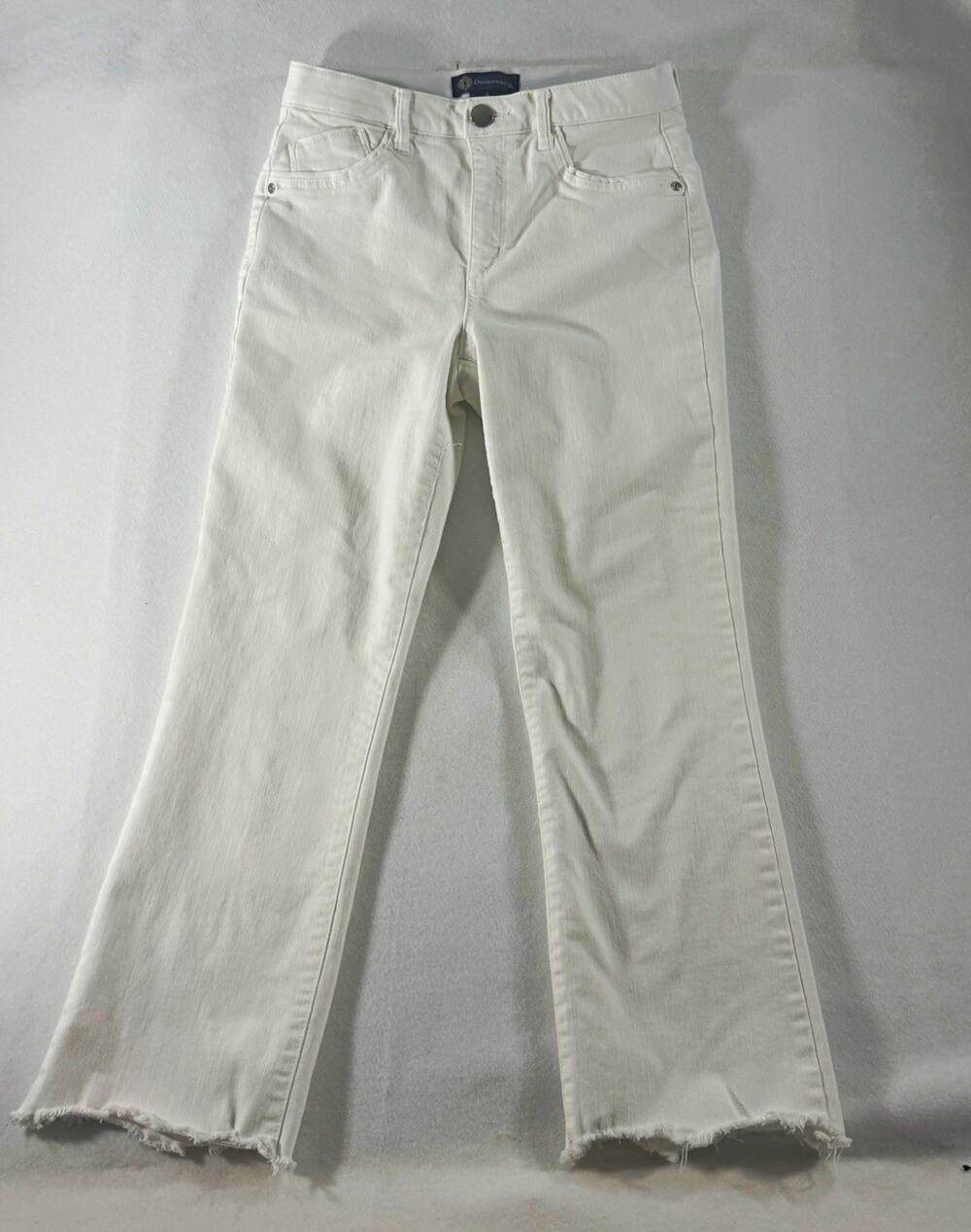 Democracy Absolution Women’s 4 White Crop Flare Jeans Raw Hem Stretch